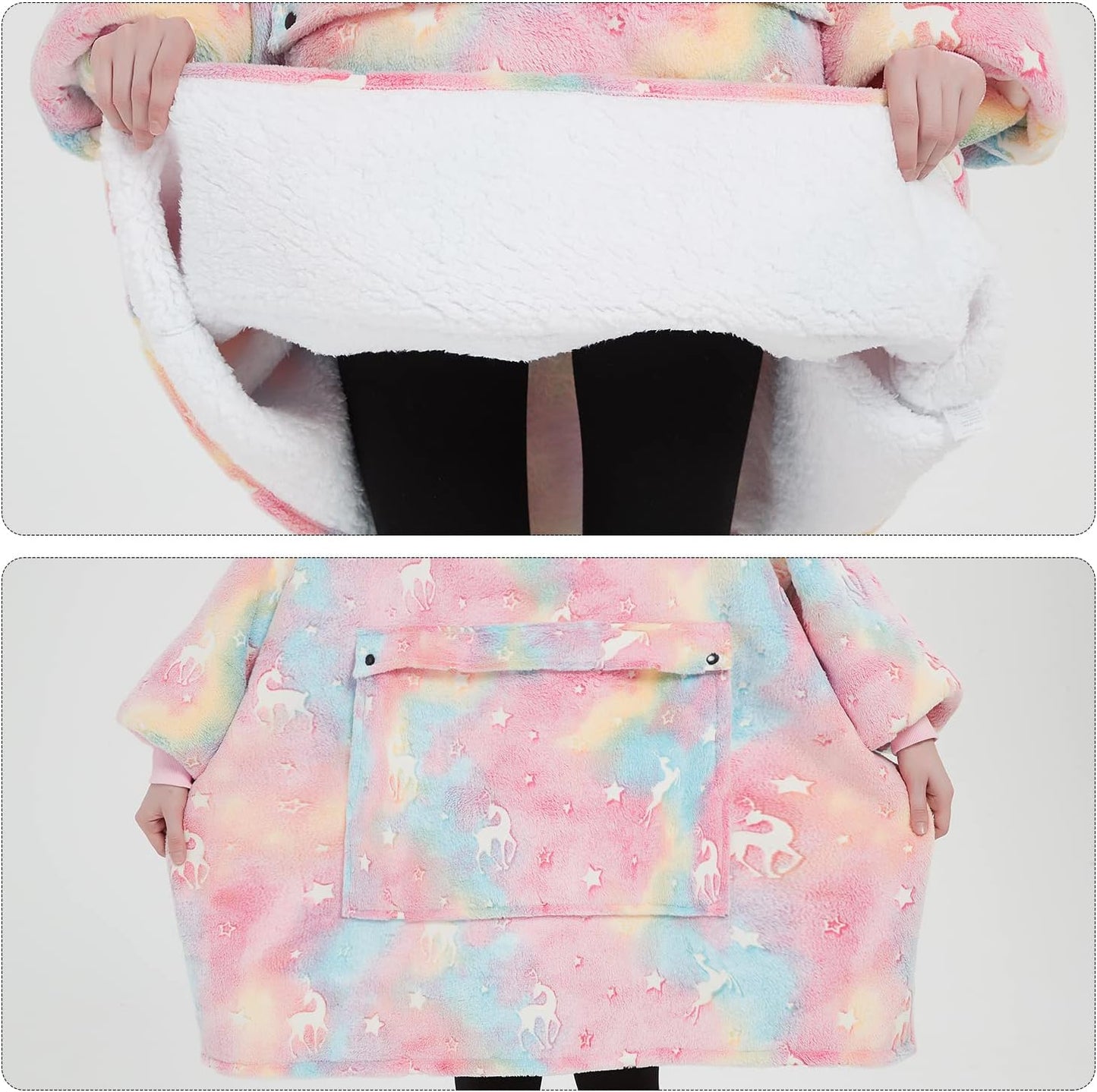 KFUBUO Wearable Blanket Hoodie for Adults Sherpa All Patterns Cat Oversized Sweatshirt Blanket with Pockets for Women