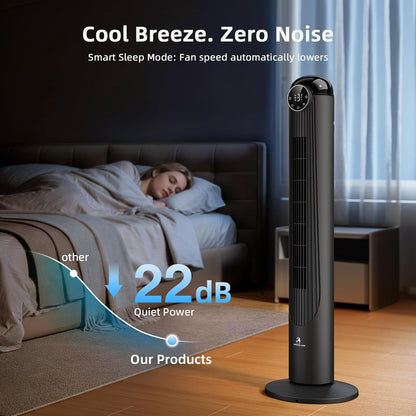 Antarctic Star T36 Tower Fan-36 Inch, Bladeless Oscillating Fan with Remote, 6 Speeds & 4 Modes, LED Display, 9H Timer, Quiet Floor Standing Fan for Bedroom Living Room Office, Pink