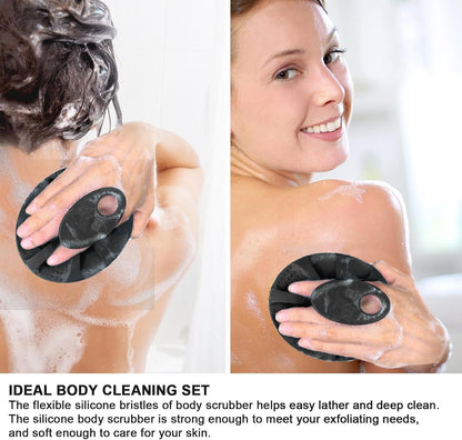 INNERNEED Soft Silicone Body Cleansing Brush Shower Scrubber, Gentle Exfoliating and Massage for All Kinds of Skin (Dark Green)