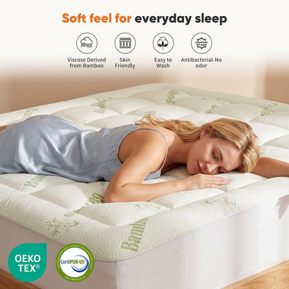 OLIXIS Twin Bamboo Viscose Mattress Topper, Cooling Breathable Bed Pad | OEKO-TEX Certified,Bamboo viscose ultra soft & cooling,Deep pockets fit 8-16" mattresses, Wick moisture for hot sleepers
