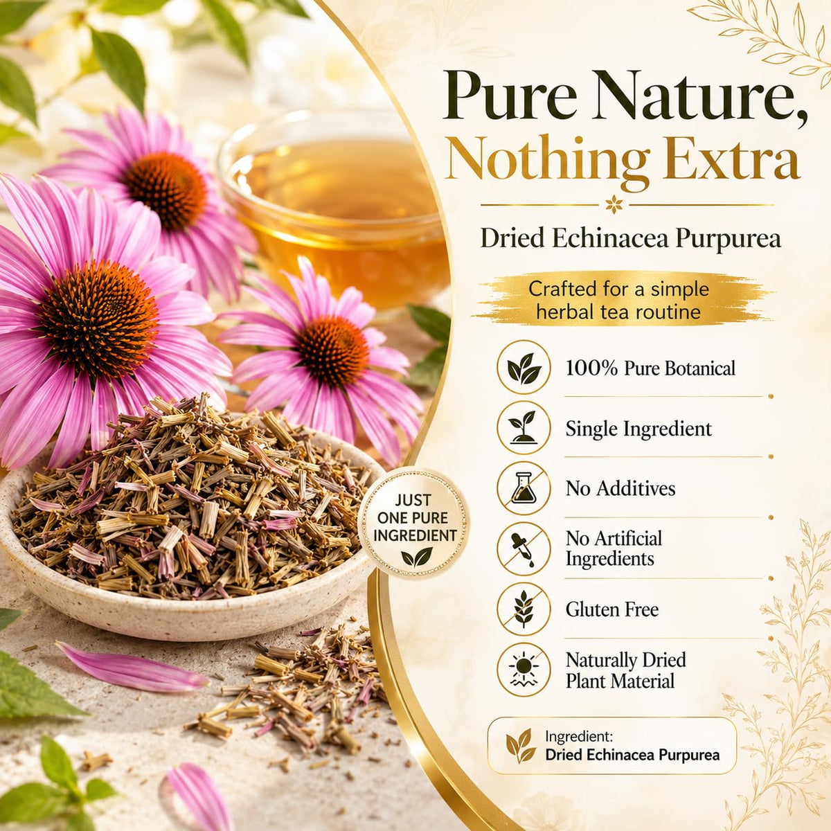 WOTIHA Dried Echinacea Herb 136g (4.8 oz), Echinacea purpurea Loose Leaves for Herbal Tea