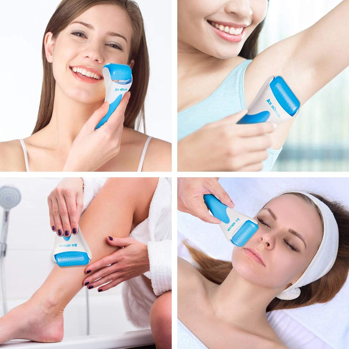 AECW 3-in-1 Natural Jade Roller and Gua Sha Set for Face and Eye Ice Roller Facial Cooling Massage Roller