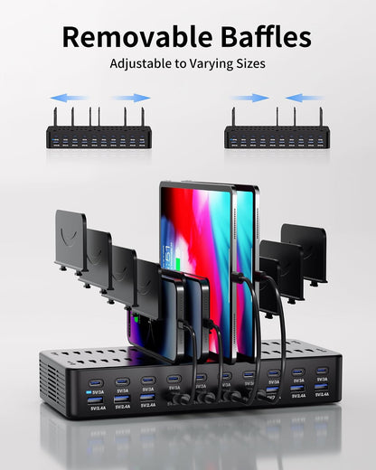 20-Port 270W Charging Station for Multiple Devices, USB Charger Station
