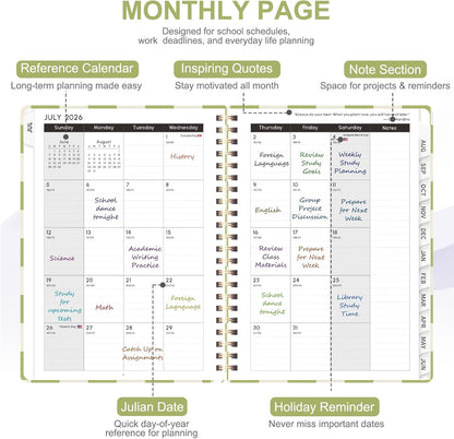 Planner 2026-2027, Weekly and Monthly Calendar Planner, JUL 2026 - JUN 2027 | A5(6.3'' x 8.5''), Hardcover, Agenda Book, Sprial Bound, Inner Pocket, Office and School Use