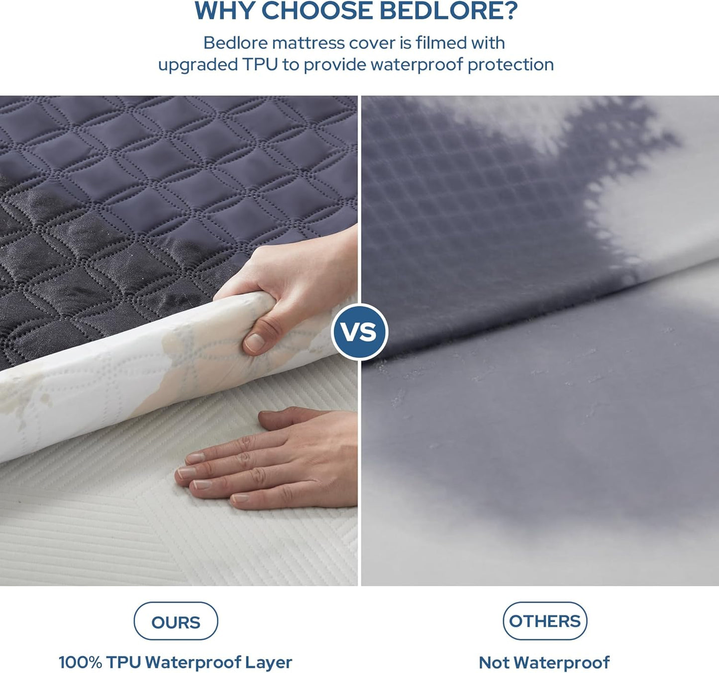 BEDLORE Waterproof Mattress Protector, Noiseless King Size Mattress Pad with Deep Pocket Fitted Up to 6-18 inches, Soft Breathable Dirt-Proof Bed Mattress Cover Washable for Bedroom, Hotel (Gray)