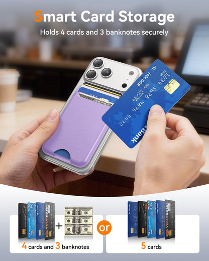 for MagSafe Wallet, Works with Apple Find My,4 Card Holder, Magnetic Phone Wallet for iPhone 18/17/16/15/14/13/12 Pro Max Air Plus Series, RFID Blocking Vegan Leather,Black