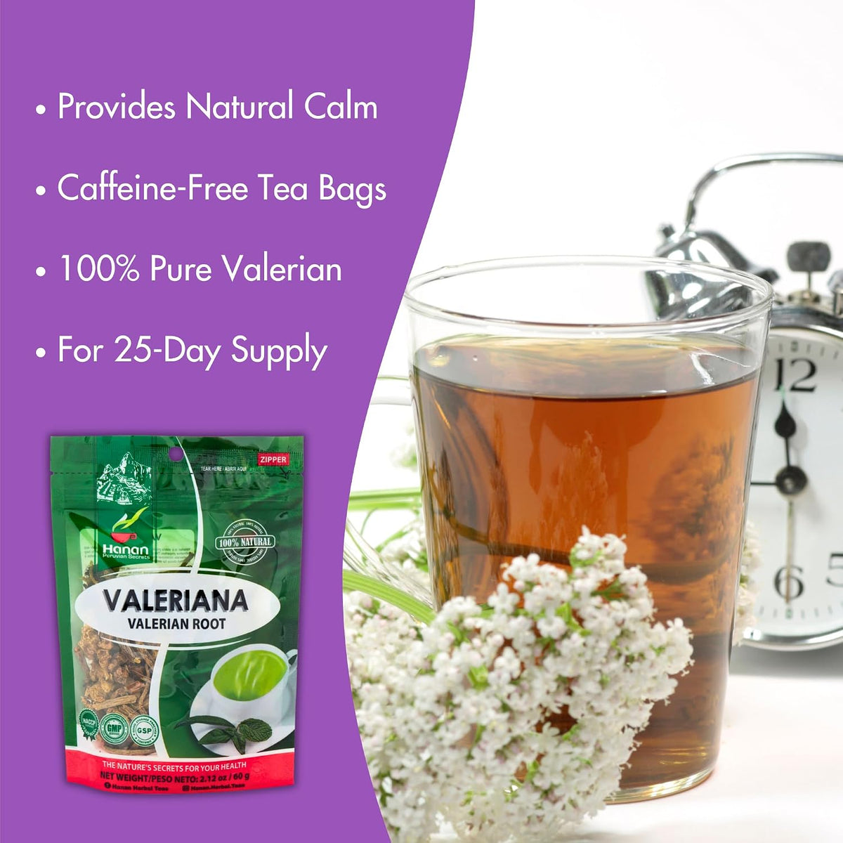 Hanan Valerian Root Tea 2.1oz or 60g of Te De Valeriana Loose Leaf Valerian Tea Valeerian, Valerain, Valeriana officinalis from Peru