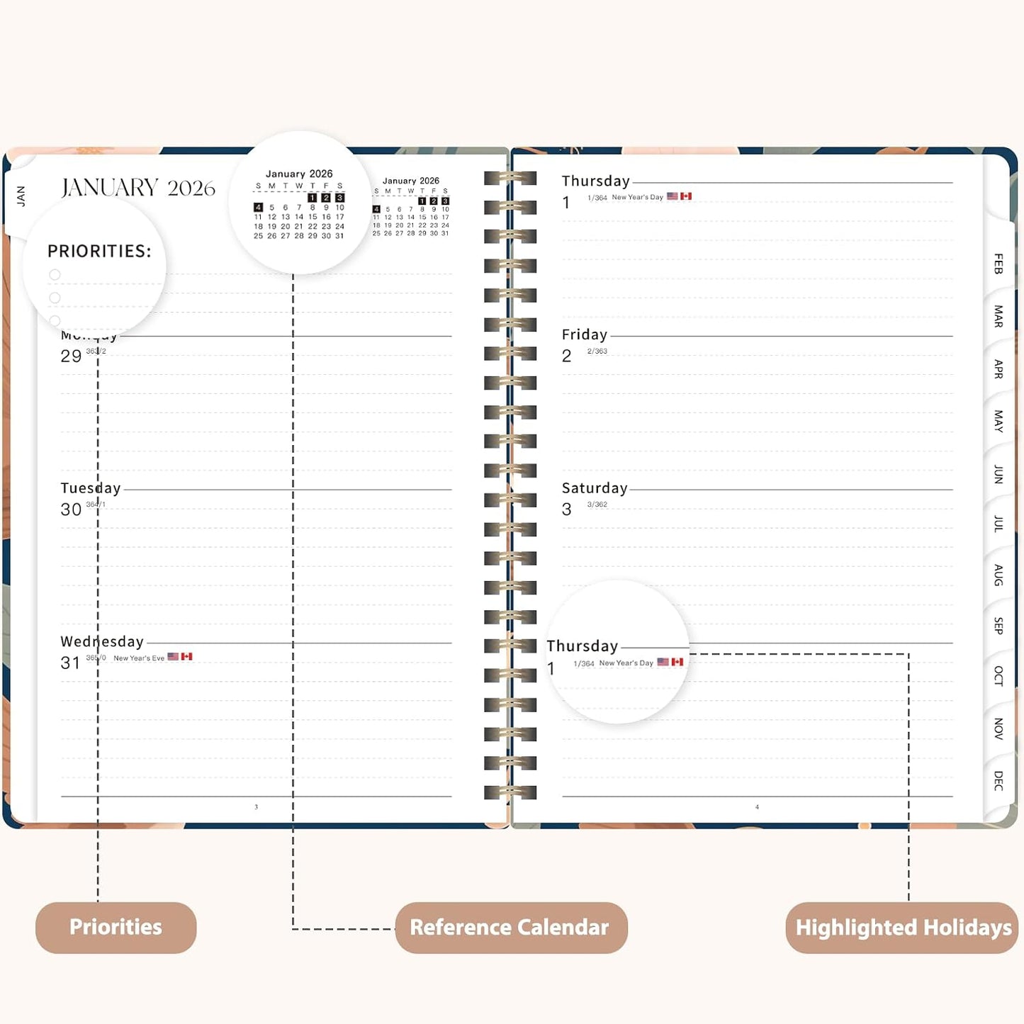 Planner 2026-2027, Weekly and Monthly Calendar Planner, JUL 2026 - JUN 2027 | Academic Year, Daily Agenda Book, A5(6.3'' x 8.5''), Sprial Bound, Inner Pocket, Office School Use