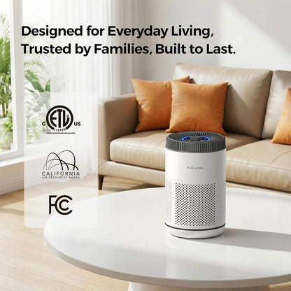 Purivortex Air Purifier for Bedroom, HEPA Air Purifier for Smoke, Dust, Pollen, Pet Dander, Odor & Hair, Quiet Portable Air Cleaner with Sleep Mode, Covers Up to 540 Sq Ft, AC300 Pro White