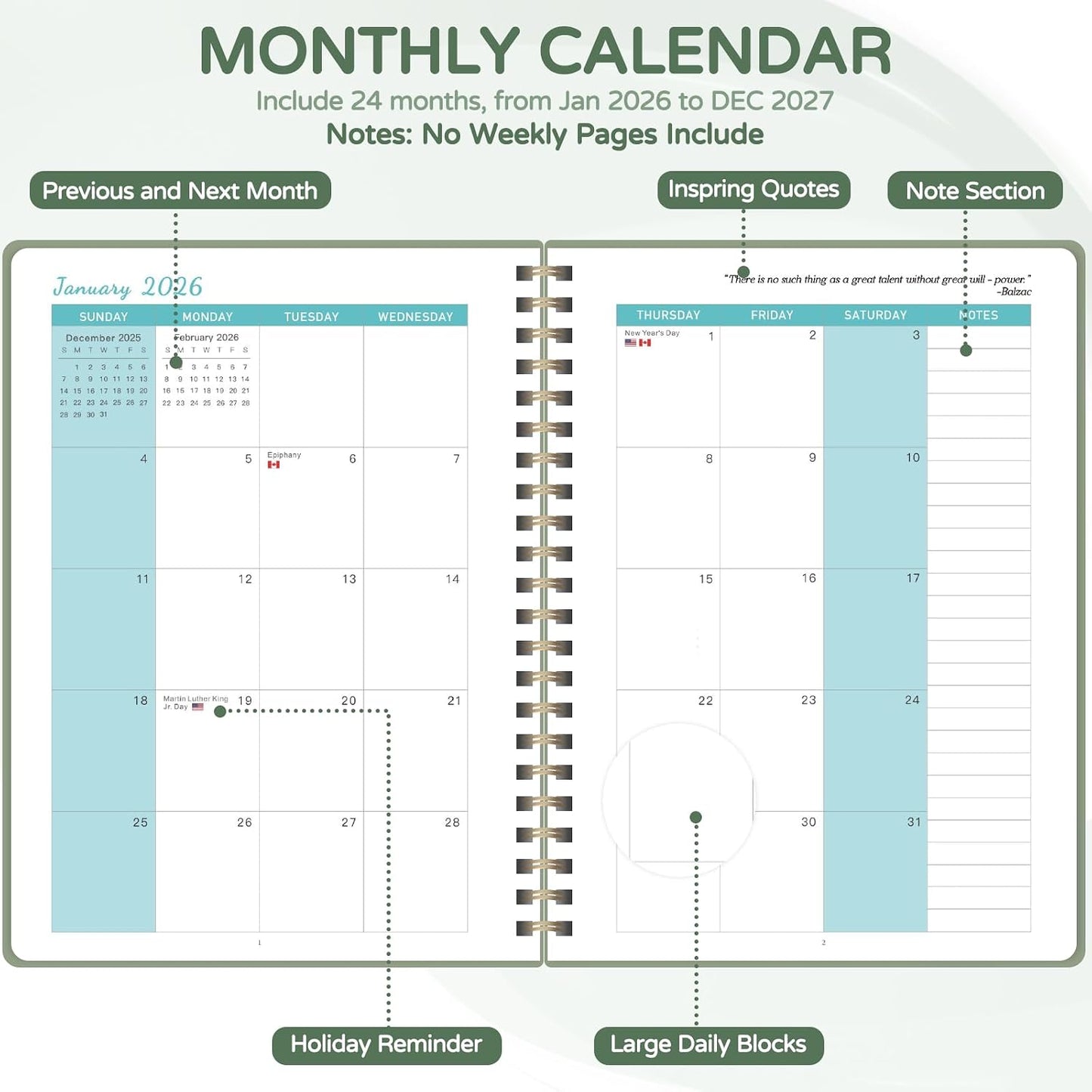 Weekly To Do List Notepad, 52 Sheets, Undated Weekly Planner, Letter Size | 8.5"x11", 100GSM, Thick Paper, Twin-Wire Spiral Bound, Tear Off Desk Pad, For Women & Man, Home School & Office Work