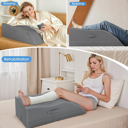 TranquilRelax Leg Elevation Pillows for After Surgery, Wedge Pillow, Grey