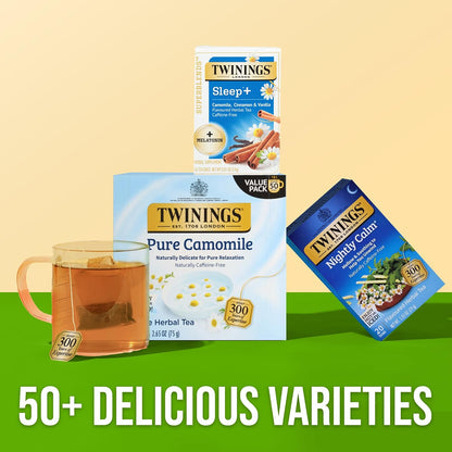 Twinings Peppermint with Probiotics Herbal Tea, 18 Count (Pack of 6), Supports Healthy Digestion, Naturally Caffeine-Free, Enjoy Hot or Iced, 108 Teabags