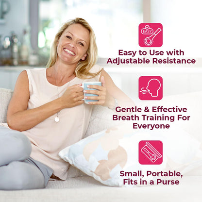 The Breather Pink | Easy Lung Training for Better Breathing & Enhance Your Wellness | Guided Coaching App Included