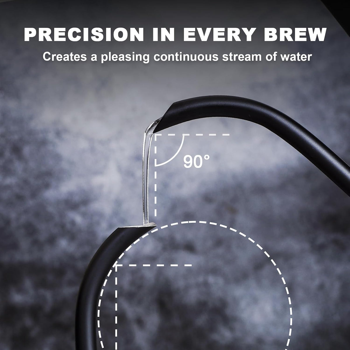 Nueve&Five Electric Gooseneck Kettle with Thermometer, 1.0L Pour Over Hot Water Kettle for Coffee and Tea, 1000W, Auto Shutoff, Boil-Dry Protection, Matte Black