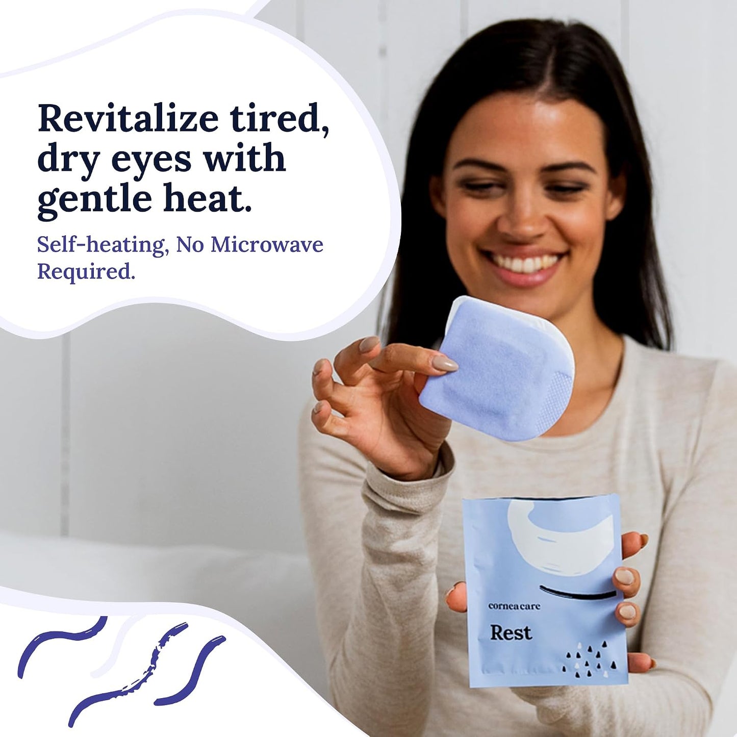 CorneaCare Rest: Self Heating Warm Compress for Dry Eyes | Heated Eye Mask for Fast Relief | Steam Mask for Stye Treatment | No Microwave or Washcloth Needed | Travel Ready Warm Compress | 30 Count