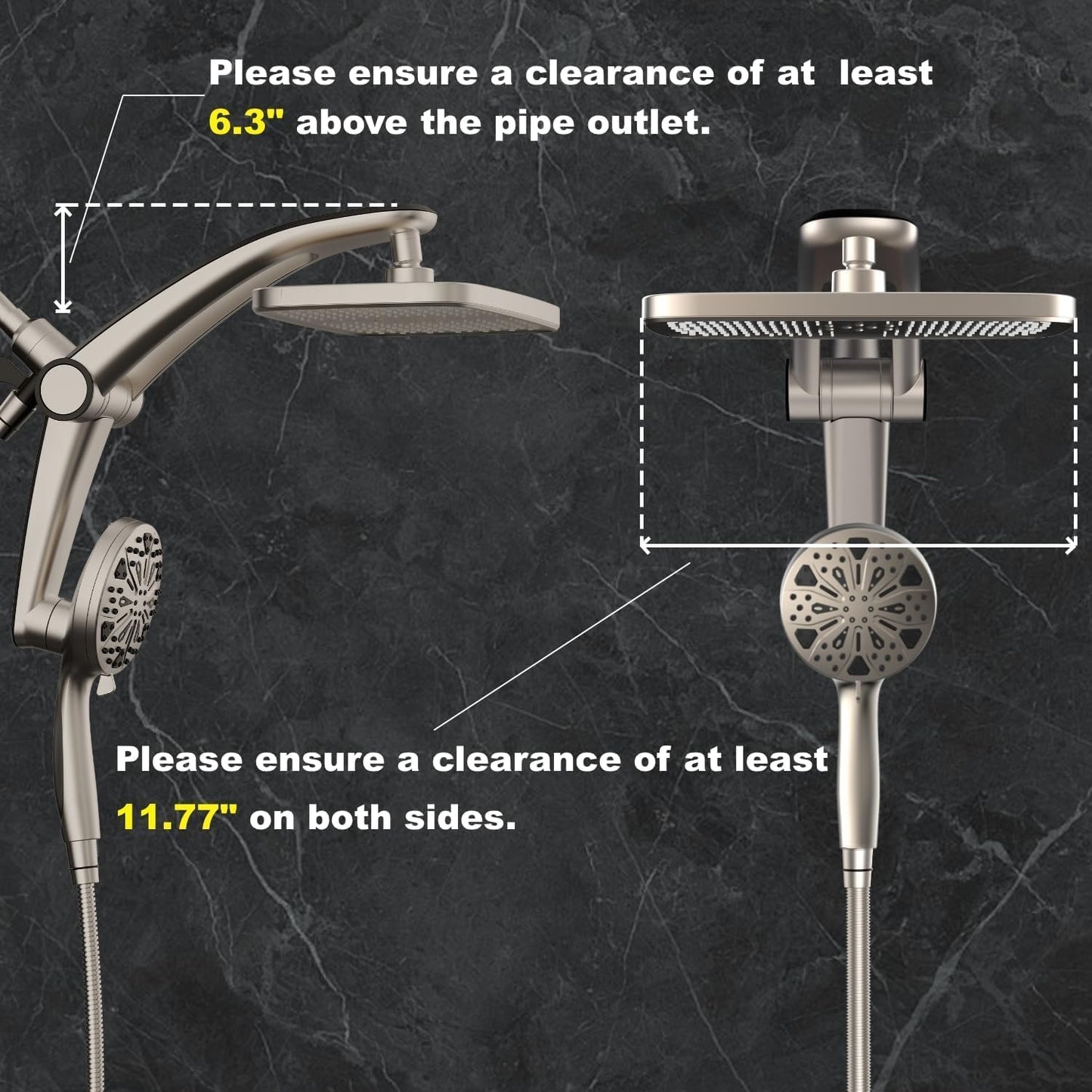 Rain Shower Head with filtered Handheld High Pressure rainfall Shower Heads with Handheld Spray Combo Adjustable one-piece stand daul shower head Built-in Magnetic Docking and Power Jets