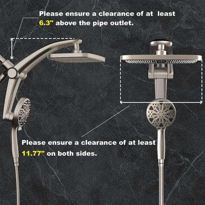 Rain Shower Head with filtered Handheld High Pressure rainfall Shower Heads with Handheld Spray Combo Adjustable one-piece stand daul shower head Built-in Magnetic Docking and Power Jets