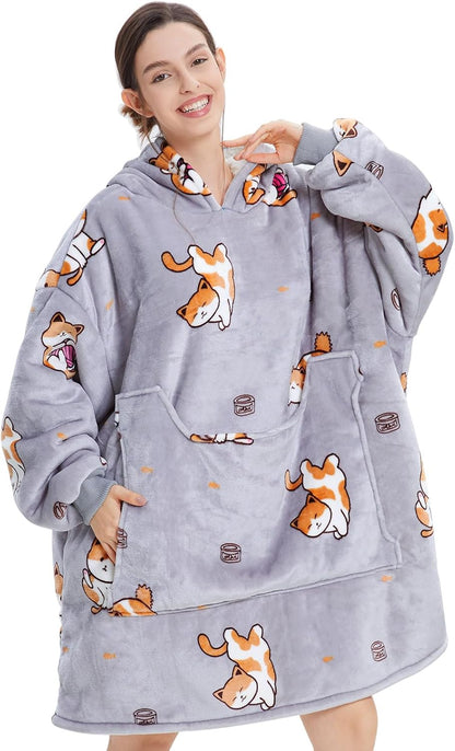 Aemilas Wearable Blanket Hoodie - Warm Sherpa Blanket Sweatshirt as Gifts for Adult Women Mom Men, One Size Fits All