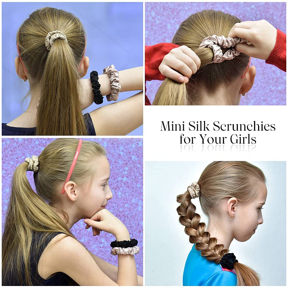 LILYSILK Silk Hair Scrunchies / Ties for Frizz & Breakage Prevention, 100% Mulberry, No Damage, Elastic ponytail Holders, 1Pc, Coffee - Colors A