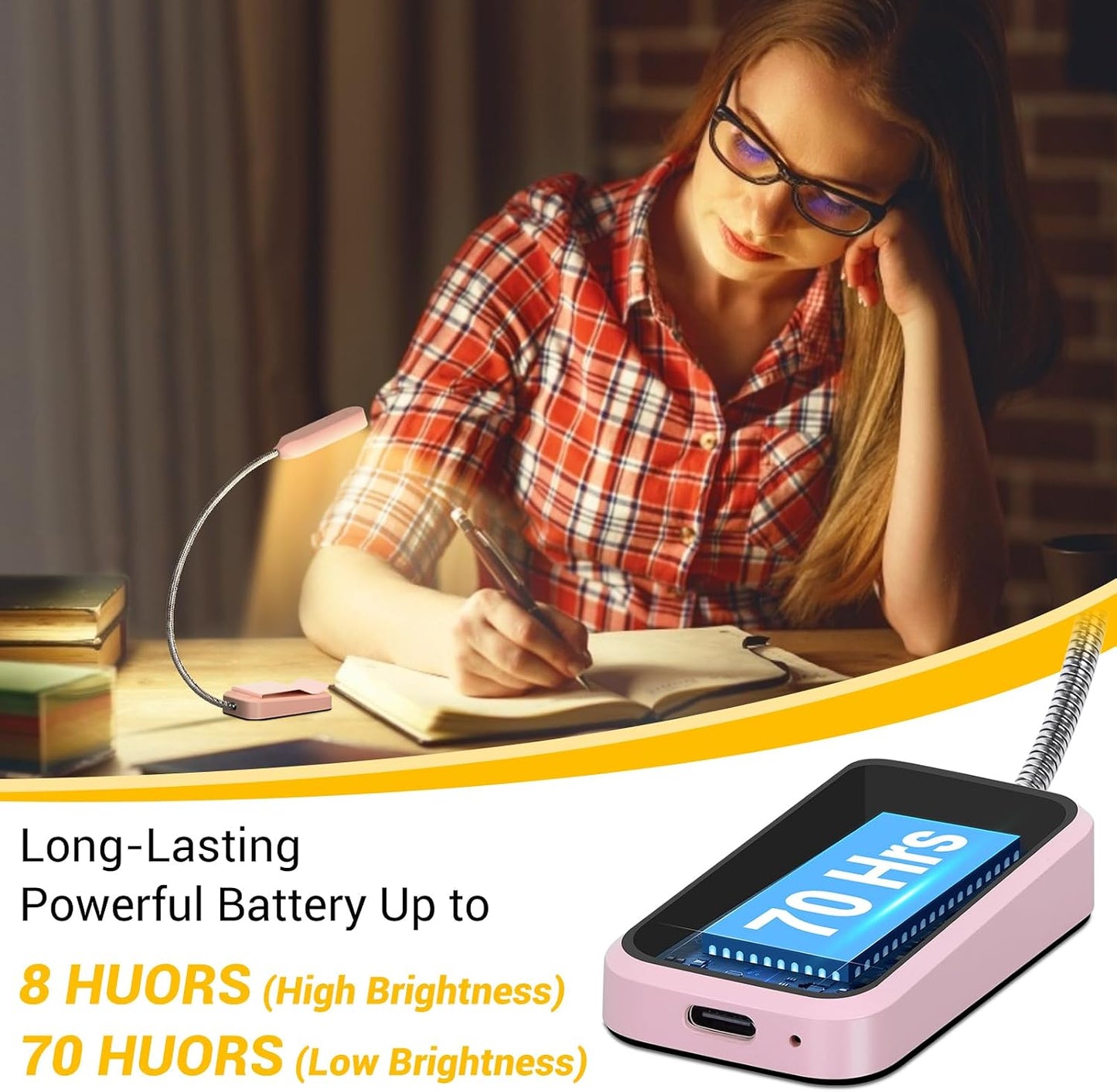2 Pack Rechargeable Book Lights for Reading at Night, Eye-Caring Clip-On Reading Lights with 3 Color Temperatures & 3 Brightness Levels, Long Runtime Small Lightweight Clip on Lamp, Gifts for Reader
