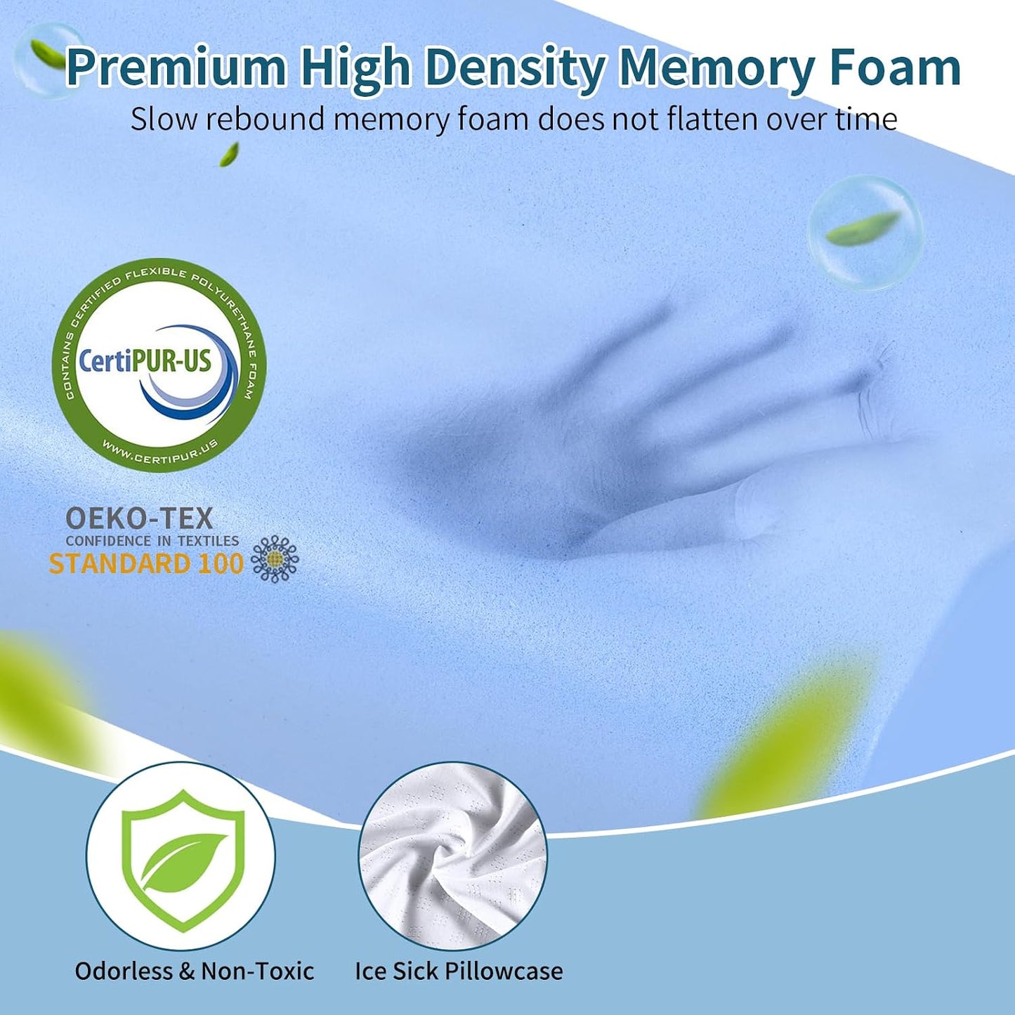 Cervical Pillow for Neck Pain Relief, Contour Memory Foam Pillows for Sleeping, Ergonomic Pillow Adjustable Orthopedic Cooling Pillow Bed Pillow Neck Support for Side Back Stomach Sleepers(Blue)