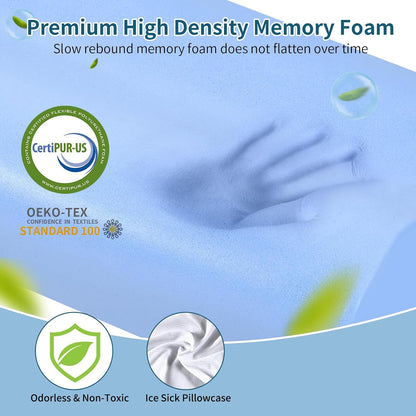 Cervical Pillow for Neck Pain Relief, Contour Memory Foam Pillows for Sleeping, Ergonomic Pillow Adjustable Orthopedic Cooling Pillow Bed Pillow Neck Support for Side Back Stomach Sleepers(Blue)