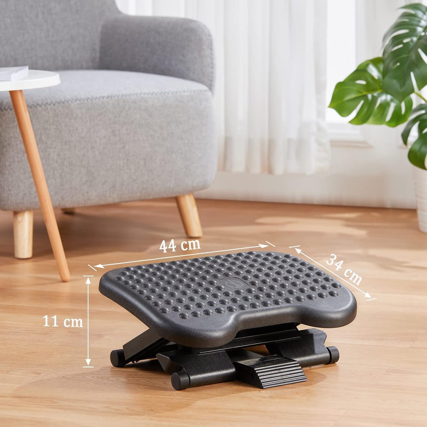 HUANUO Adjustable Desk Footrest, Foot Rest for Under Desk at Work with Massage, Adjustable Foot Stool with 3 Height Position & 30 Degree Tilt Angle Adjustment for Home, Office, White