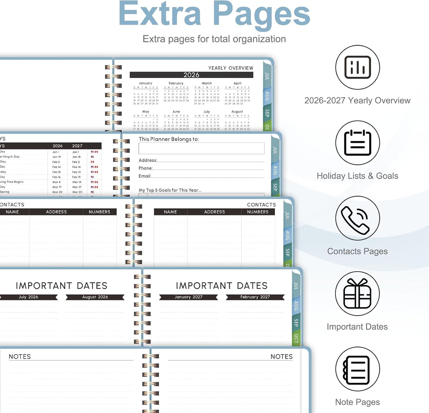 Planner 2026-2027, Weekly and Monthly Calendar Planner, JUL 2026 - JUN 2027 | Academic Year, Daily Agenda Book, A5(6.3'' x 8.5''), Sprial Bound, Inner Pocket, Office School Use