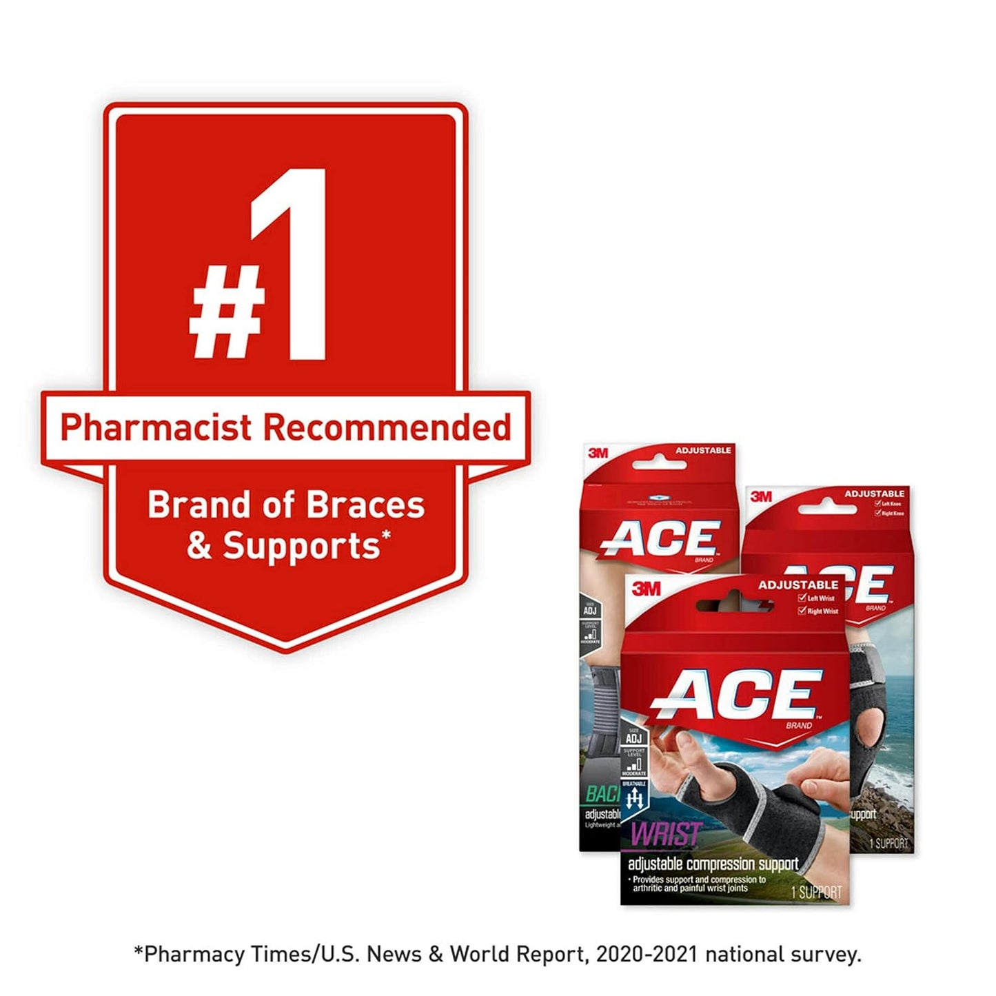 ACE Brand Adjustable Knee Brace with Side Stabilizers Provides Support & Compression to Arthritic and Painful Knee Joints