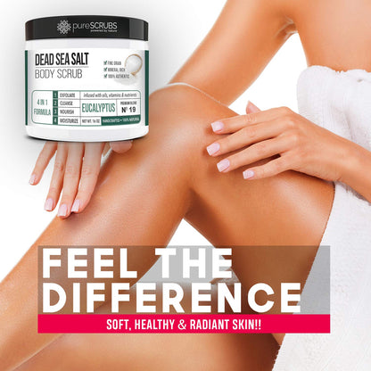 pureSCRUBS Premium Cucumber Body Scrub Set, Exfoliating Dead Sea Salt Scrub