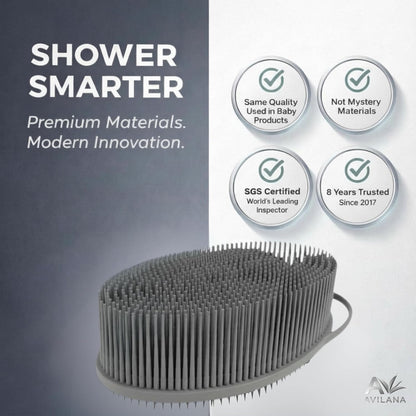 Avilana Premium Silicone Body Scrubber - Trusted Since 2017 - SGS Certified Food Grade Dual Sided Bath Brush, Quick-Dry Exfoliating Loofah Alternative, Massage Brush Sensitive Skin Women Men