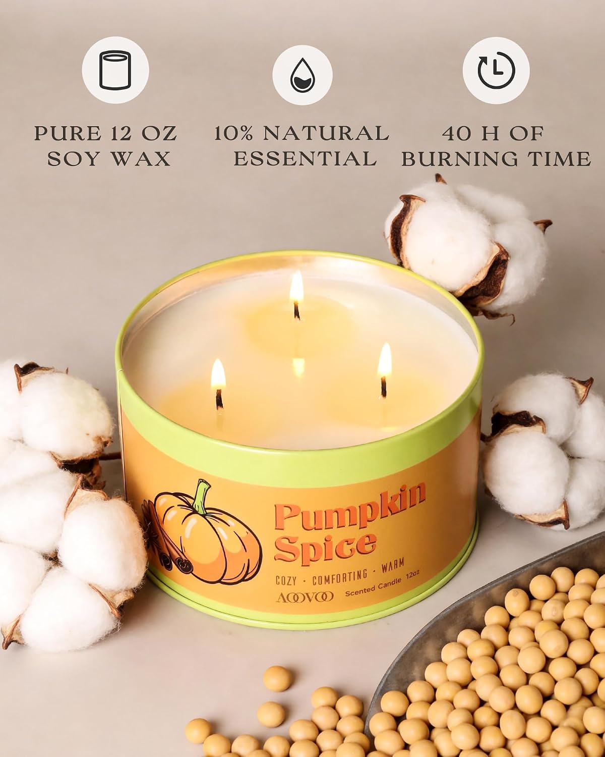 AOOVOO Sage Candle for Cleansing - 3 Wick 12oz Large Scented Candle with Crystals & Sage Leaves Inside, Soy Candles Non Toxic for Meditation Spiritual Gift, Aromatherapy Candle for Women Men