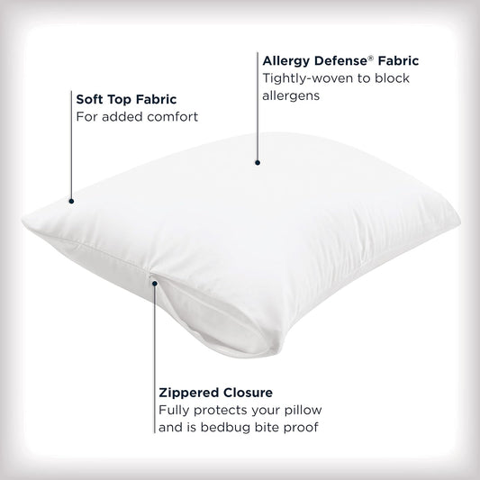 AllerEase Allergy Pillow Protector, Standard/Queen - 2 Pack