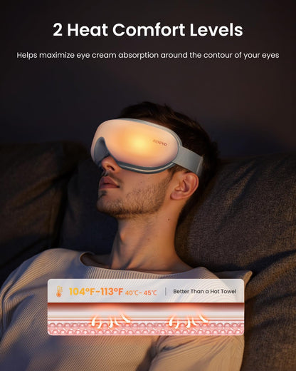 RENPHO Eye Massager with Heat, FSA Eligible HSA,Gifts for Men,Women,Eyeris 1 Eye Massager with Remote, Sleep Mask for Relieves Head Tension, Soothe & Refresh, Enhance Rest, White