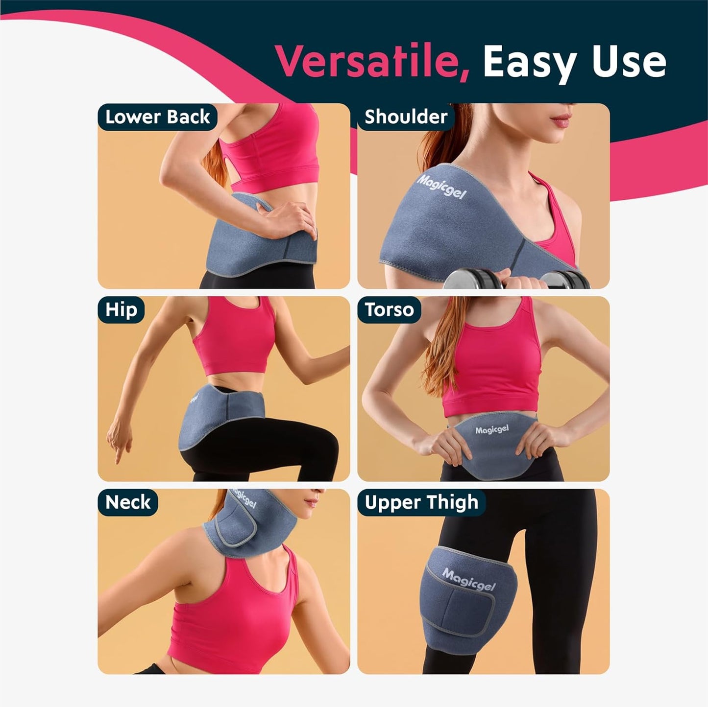 Magic Gel Ice Pack for Back Pain Relief | 2 Pack Reusable Lower Back Wrap for Hot or Cold Therapy | Relief for Lower Lumbar, Sciatic Nerve, Herniated or Degenerative Disc, Coccyx, Tailbone Pain