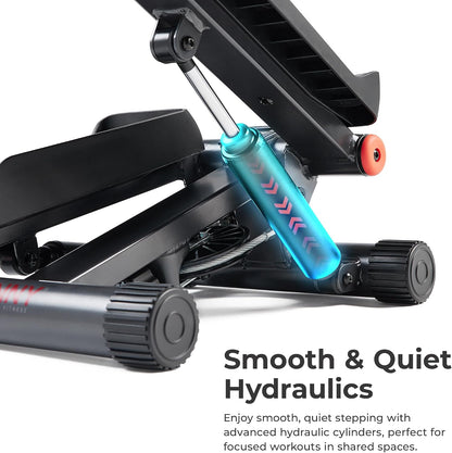 Sunny Health & Fitness Mini Steppers for Exercise at Home, Stair Step Workout Machine with Resistance Bands, Full Body Cardio Equipment, Optional Free SunnyFit App Connection Smart Stepper