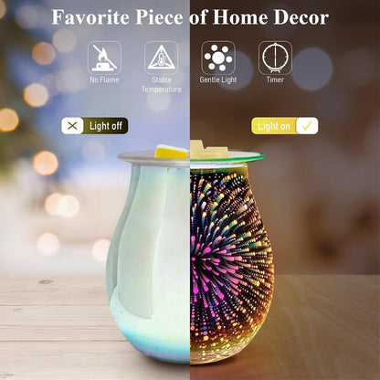 Wax Melt Warmer for Scented Wax- Glass Wax Melter for Home Fragrance with Removable Tray, Essential Oil Warmer Wax Cubes Burner Aroma Night Light for Home Office Bedroom Decor Gifts for Women