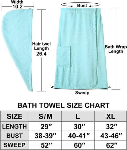 Kniffi Women's Spa Wrap & Hair Towel Body Wrap Adjustable Closure Bathrobe