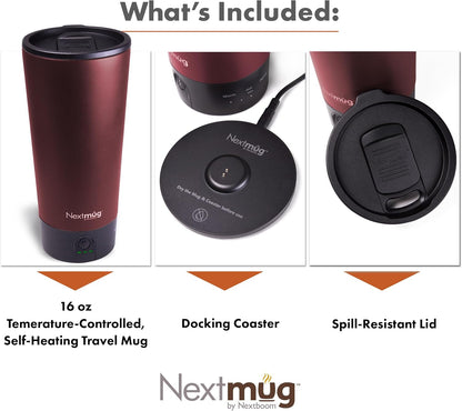 Nextmug Go - Temperature-Controlled, Self-Heating Travel Mug