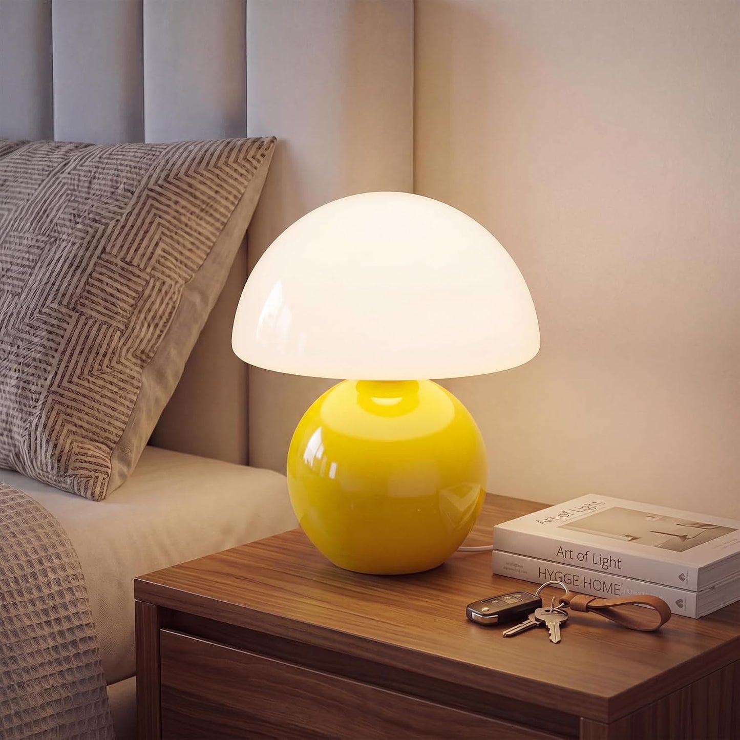 Dawnwake Mushroom Lamp Table Lamp for Bedroom,Desk Bedside Small Lamps for Living Room Night Stands,Mushroom Decor Cute Mini Modern Mid Century Lamps,Unique Aesthetic Home Living Room Decor(White)