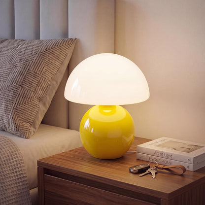Dawnwake Mushroom Lamp Table Lamp for Bedroom,Desk Bedside Small Lamps for Living Room Night Stands,Mushroom Decor Cute Mini Modern Mid Century Lamps,Unique Aesthetic Home Living Room Decor(White)