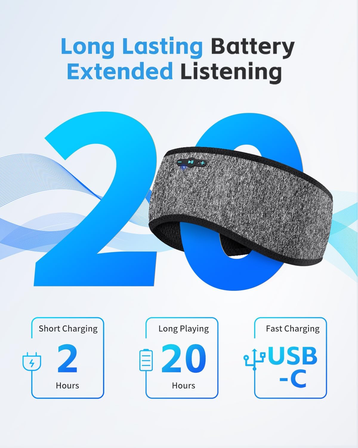 Sleep Headphones Bluetooth 6.0 Headband, 3-IN-1 Sleeping Headband Headphones for Side Sleepers with 20H PlayTime, HD Stereo, Removable and Washable Wireless Headband for Sleeping Sport (Black)