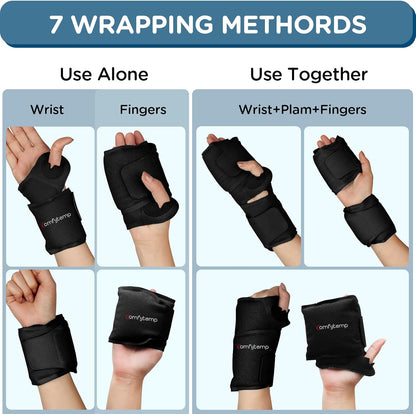 Comfytemp Wrist Ice Pack Wrap Carpal Tunnel Relief Wrist Brace, 2 Packs, FSA Eligible HSA, Gel Ice Packs for Injuries Reusable Wrap for Hand Pain, Hot Cold Compress Hand Brace, Men Women Recovery Item