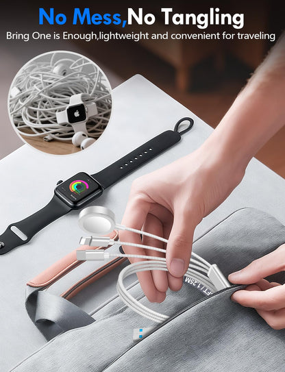 Travel Essentials for Apple Watch Charger,3-in-2 Multi Charging Cable