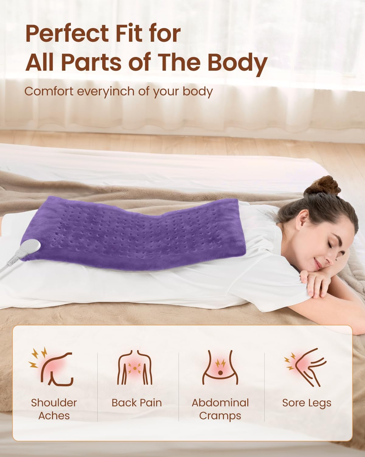 RENPHO Heating Pad for Back & Period Cramps, FSA Eligible & HSA Store, Fathers Day Dad Gifts for Men & Birthday Gifts for Women, 12" x24‘’ Electric Heat Pad for Neck and Shoulder, ETL Certified, Gray