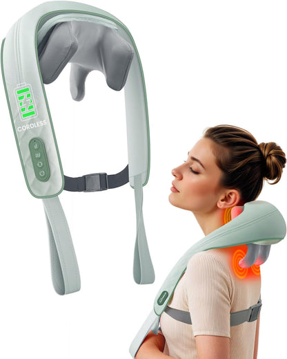 Snailax Neck Massager for Pain Relief Deep Tissue, Neck Massage with Heat, Cordless Massager for Back and Shoulder Pain, Deep Kneading Back Massager, Gift for Mom Dad