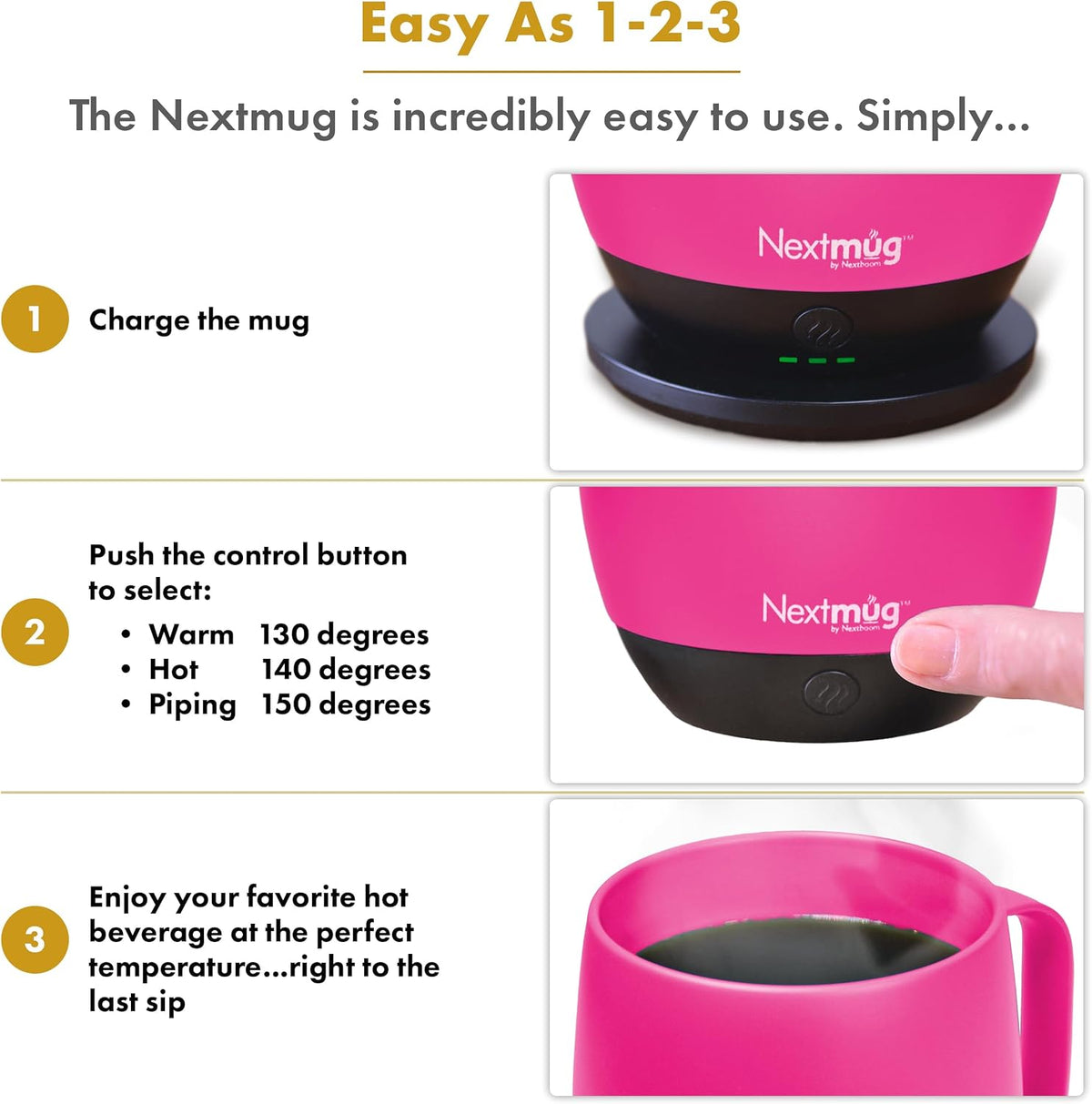 Nextmug - Temperature-Controlled, Self-Heating Coffee Mug