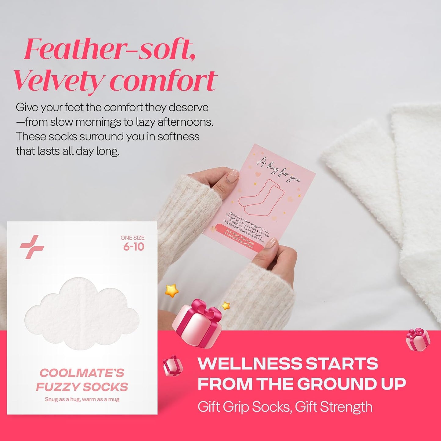 COOLMATE Fuzzy Socks for Women Gift Box – Cozy Soft Cloud Socks for Spa Home, Mother’s Day Gifts for Mom Grandma