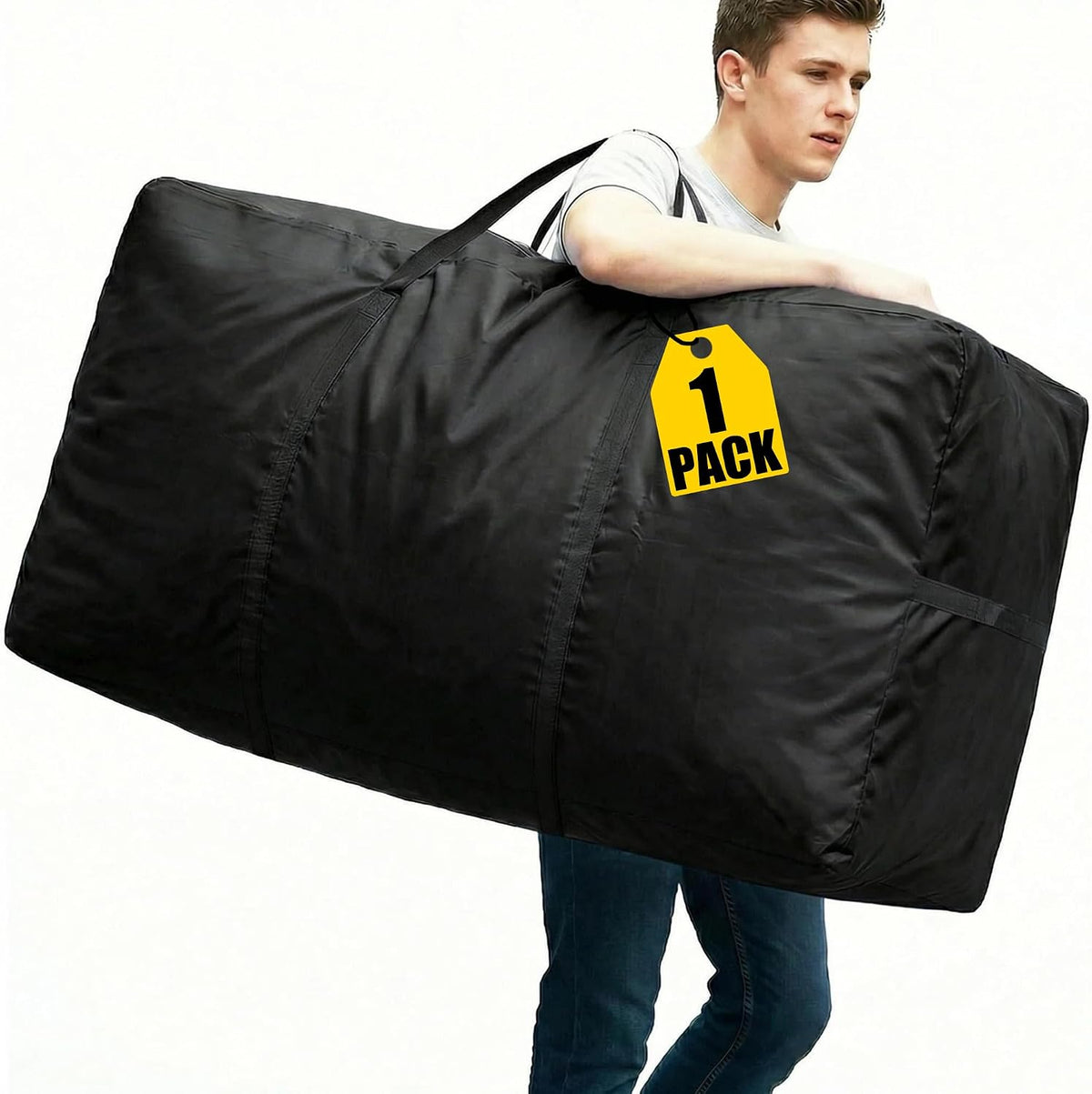 66 Gallon Extra Large Storage Bags, XXL Moving Bags with Zippers & Side Handles, Jumbo Big Storage Totes for Moving & Space-Saving Organization (Black, 66 Gallon)