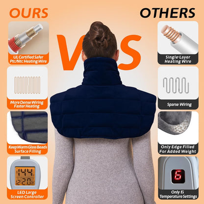 Ruqiji 19" x 24" Weighted Neck&Shoulder Heating Pad, 2.5lbs with 12 Temperature Settings&Countdown Timer,Pain Relief for Neck/Shoulders/Menstrual Pain(Dark Gray)